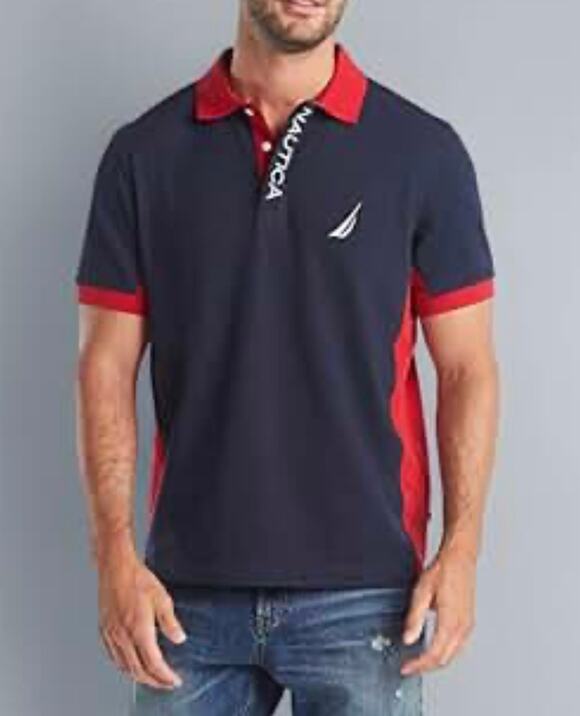 Nautica Other - Nautica Navy Blue & Red Colorblock Polo Shirt Size XL